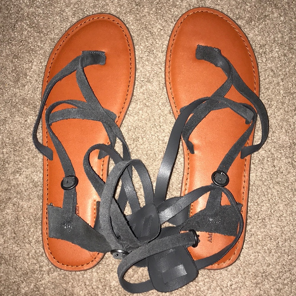 American eagle suede ankle wrap thong sandal